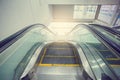 Escalator in business office building. Moving up staircase. Royalty Free Stock Photo