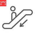 Escalator down line icon Royalty Free Stock Photo