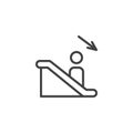 Escalator down outline icon