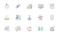 Escalator, Employee results and Approved group line icons for website, printing. For design. Vector