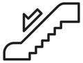 Escalator icon. Downward stairway symbol. Moving down