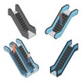 Escalator icon set, isometric style