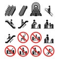 Escalator icons set, simple style