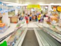 Escalator inside supermarket, Blurred shopping mall and retails store interior for background, shopping concept.