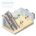Escalator Isometric Composition Royalty Free Stock Photo