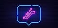 Escalator line icon. Elevator sign. Neon light speech bubble. Vector