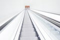 Escalator long stairway deep, high, bright art museum modern