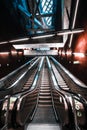 Escalator of the modern and redesigned FÃâvÃÂ¡m tÃÂ©r subway station. Budapest Hungary Royalty Free Stock Photo