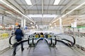 Escalator in a modern shopping center. December 26, 2016 in Kiev, Ukraine