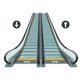 Escalator moving staircase with arrows showing way of movement