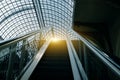 Escalator moving up at indoors in building