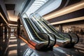 an escalator moving upwards in a modern mall