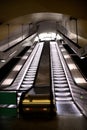 Escalator with no peaople in the parisian metro Royalty Free Stock Photo
