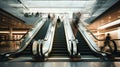 Escalator with people motion blur view long exposure, concept of Abstract motion, created with Generative AI technology Royalty Free Stock Photo