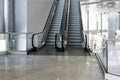 Escalator room with glass Royalty Free Stock Photo