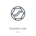 Escalator sign icon. Thin linear escalator sign outline icon isolated on white background from signs collection. Line vector sign Royalty Free Stock Photo