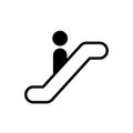 Escalator with simple man icon, elevator symbol on white Royalty Free Stock Photo