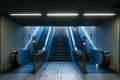 Escalator Subway Station Nobody Blue Daylight Yellow Overhead Li Royalty Free Stock Photo