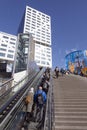 Escalator to new city office utrecht above entrance to central r