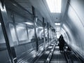 Escalator walkway with people stand Travel transportation concept