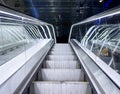 Escalators. Electric stairs in a public area. Modern automatic escalator system in shopping mall