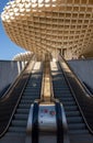 Escalators leading up to the Metropol Parasol walkway in Seville