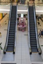 Escalators in a retail shopping mall in Bucharest Royalty Free Stock Photo