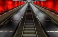 Escalators at the Stockholm metro or tunnelbana station Solna Ce Royalty Free Stock Photo