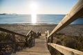 Escaleras de madera de acceso a la playa cala carolina en Aguilas, espaÃÂ±a