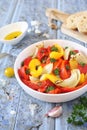 Escalivada. Vegetable salad: roasted bell pepper with onions and olive oil