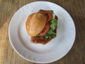Escalope / Schnitzel sandwich with tomatoes and salad