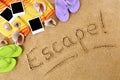 Escape beach vacation blank polaroid prints
