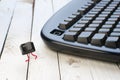 Escape key run away from a black keyboard Royalty Free Stock Photo