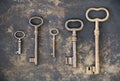 Escape room concept, group of antique keys Royalty Free Stock Photo