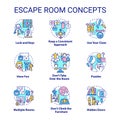 Escape room concept icons set Royalty Free Stock Photo