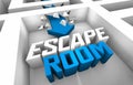 Escape Room Experience Mystery Solve Challenge Puzzle Escape Maze Words 3d Illustration