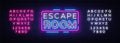 Escape Room neon signs vector. Escape Room Design template neon sign, light banner, neon signboard, nightly bright Royalty Free Stock Photo