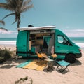 Sprinter Van on a Sandy Beach Royalty Free Stock Photo