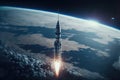 Escape Velocity: Rocket Leaving Earth into outer space