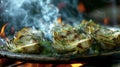 Escape the winter chill with a plate of delectable fireplace roasted artichokes drizzled in a tangy lemon er and