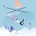Escaping a controlling - Businessman as a puppet on a string Royalty Free Stock Photo