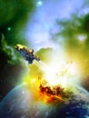 Escaping from planet explosion Royalty Free Stock Photo