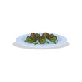 Escargot, delicious dish of French cuisine vector Illustration on a white background Royalty Free Stock Photo