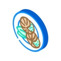 escargot dish french cuisine isometric icon vector illustration