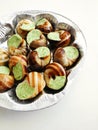 Escargots prepared for baking Royalty Free Stock Photo