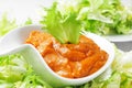 escarole endive with romesco sauce, a typical salad from Catalonia, Spain Royalty Free Stock Photo