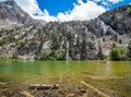 Escarpinosa green lake and waterfall in Benasque Valley, Spain