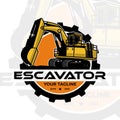 escavator logo design vector with modern illustration