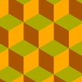 Escher style cubic illusion green and orange brown