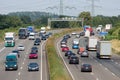 German highway with cars and trucs near city Eschweiler